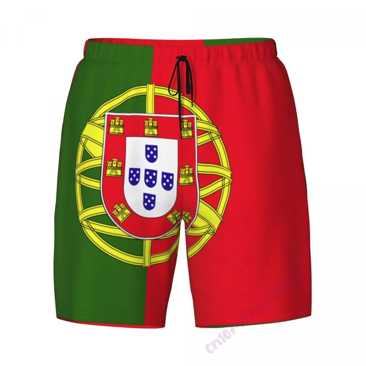 Portugal Flag 3D Mens Swimming Trunks With Compression Liner 2 in 1 Quick-Dry Summer Swim Shorts With Pockets