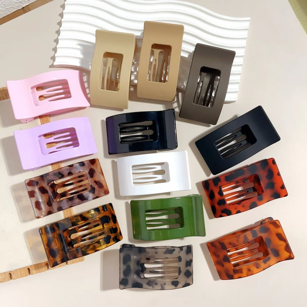 

Большие матовые леопардовые прямоугольные французские плоские заколки для волос для женщин и девочек, аксессуары для укладки в виде когтей в виде утконоса для густых тонких волос