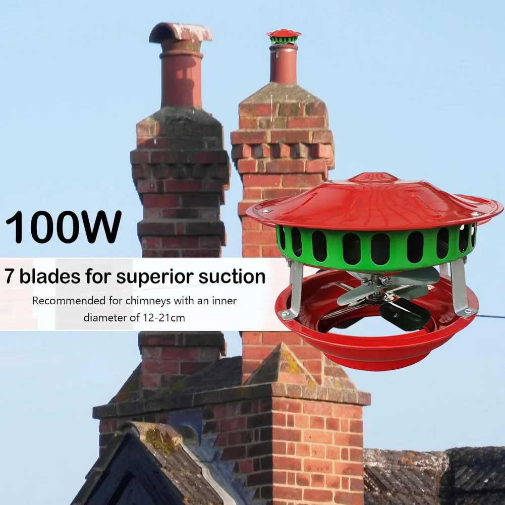 100W Flue Fan Chimney Fan Exhaust Gas 12-21 Cm Fireplace Fan Smoke Extraction Chimney Exhaust Fan Smoke Extractor Ventilator