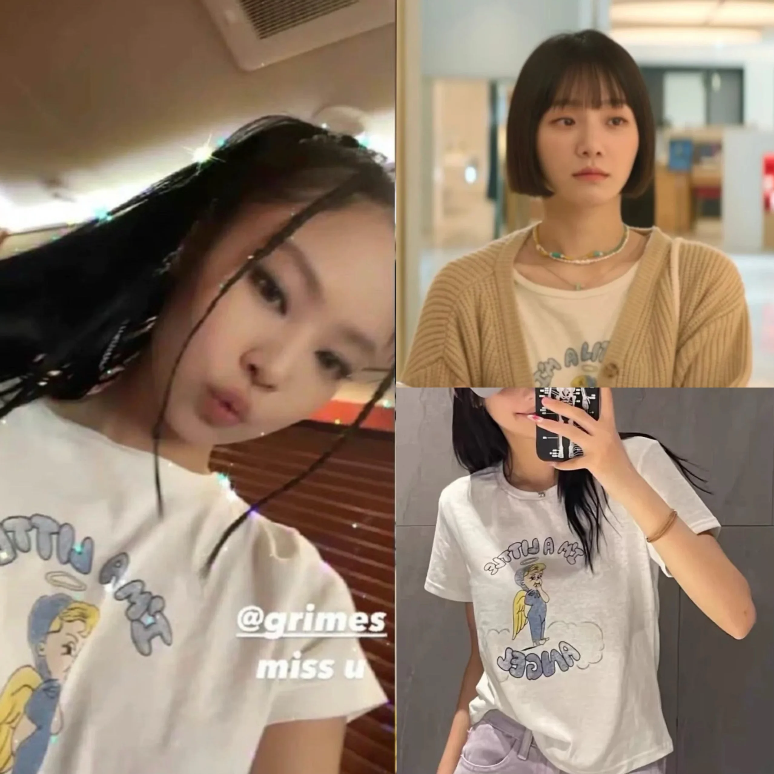 

Jennie Angel Kids Loose Fit ort Sve T-irt Letter Print Casual Sle Cotton Moisture ng Summer Top for Young Women
