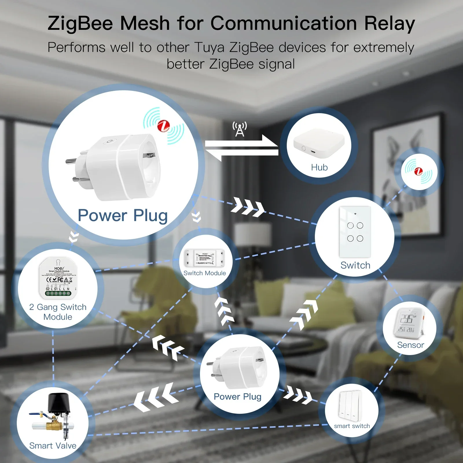 Moes ZigBee Tuya enchufe de alimentación 16A aplicación inteligente enchufe inalámbrico salida Monitor de energía funcional temporizador Alexa