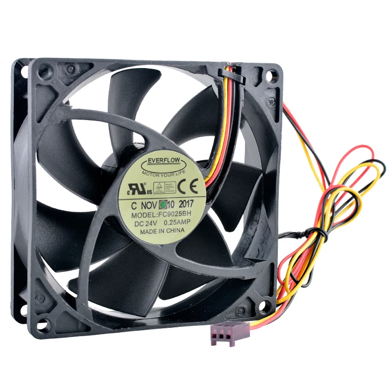 

FC9025BH 9.2cm 92mm 92x92x25mm DC24V 0.25A 3pin Dual ball axial flow fan cooler cooling fan for frequency converter power supply