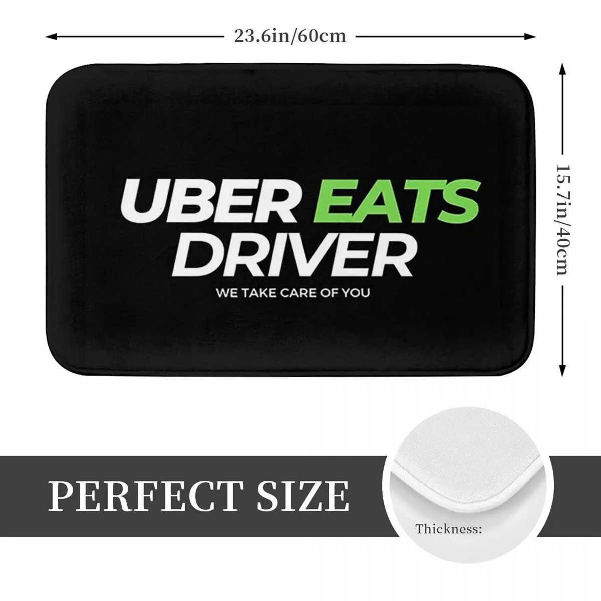 Uber Eats Driver Logo سائق توصيل الطعام غير قابل للانزلاق ممسحة الكلمة حصيرة السجاد البساط للمطبخ مدخل غرفة المعيشة مسند القدم الحصير