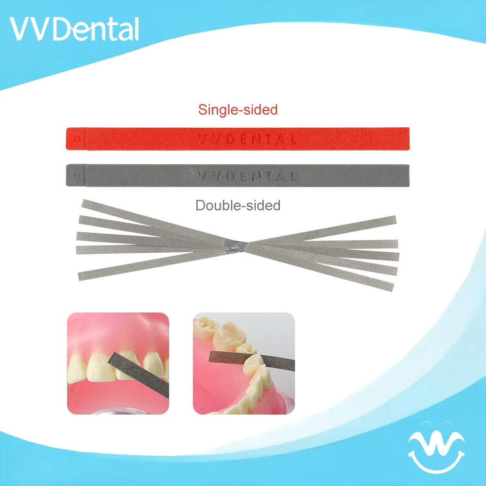 Dental Polishing Strip Single/Double Sided Stainless Steel Emery Saw Stick for Polish Adjacent Tooth Dental Orthodontic Tool