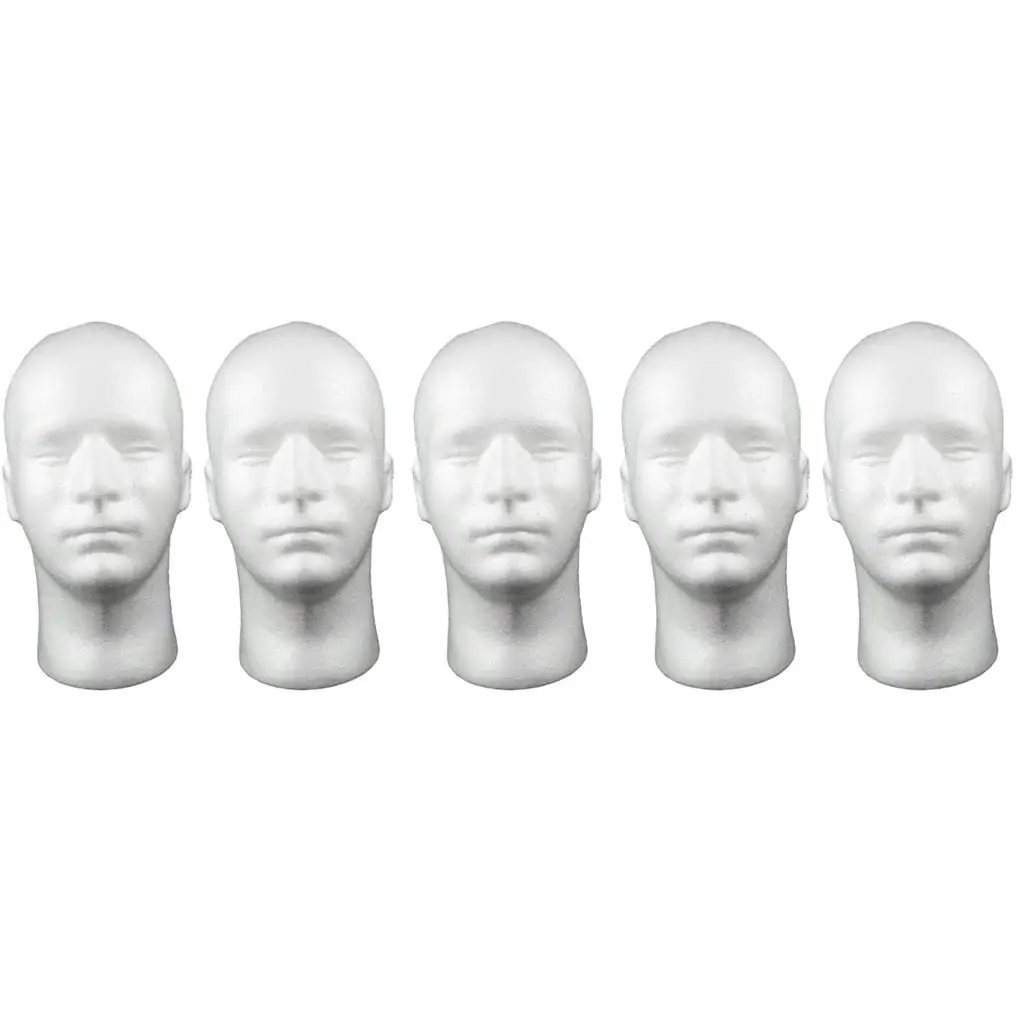 5Pcs Man Foam Male Head Cosmetic Head for Hats Headsets F/ Salon