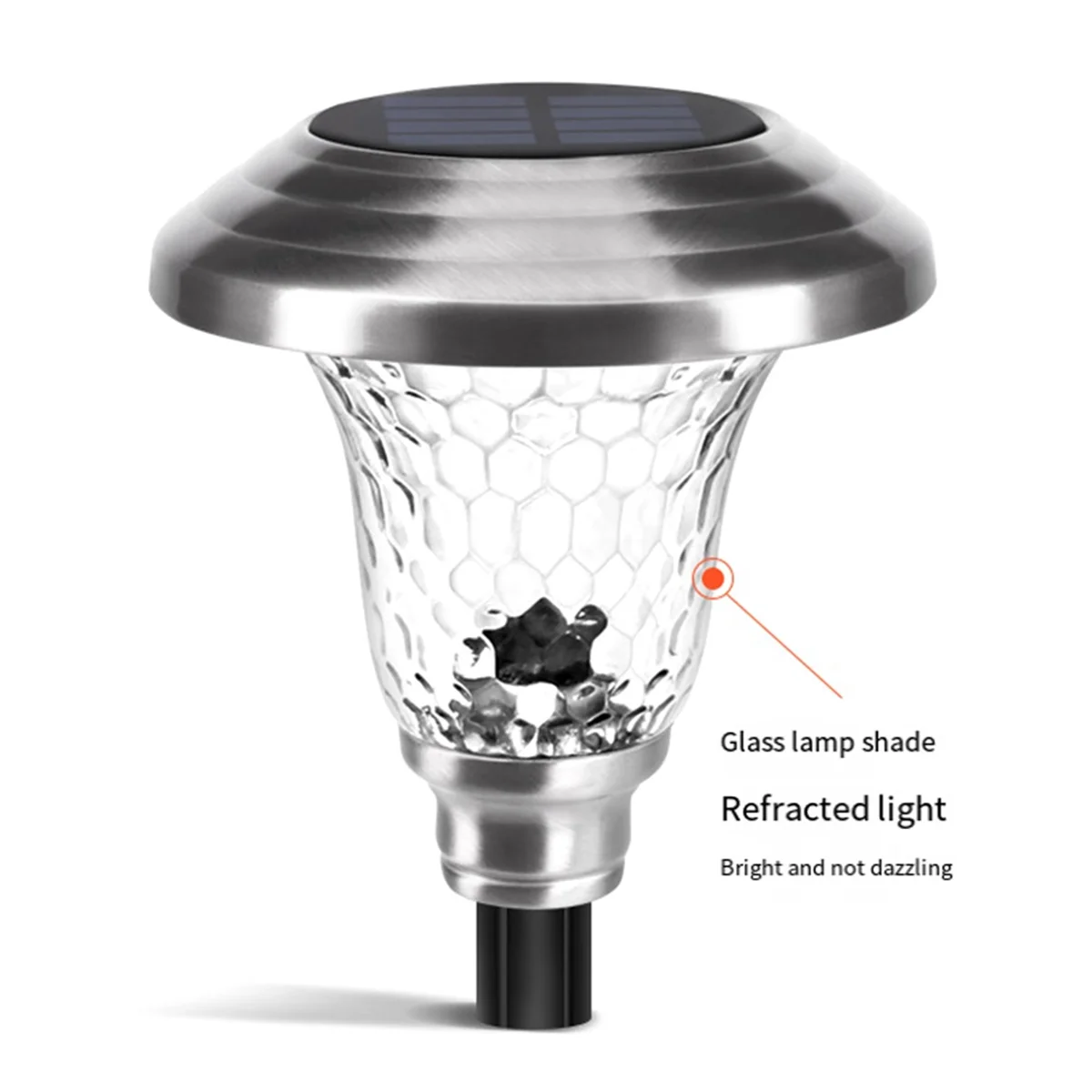 

NHG-d6Pcs Solar Pathway Lights Outdoor Glass Stainless Steel Outside Lights, 10 Lumens LEDWaterproof Solar Lights for