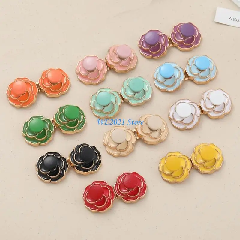 G5GC قابل للإزالة زر الجينز دبوس أزرار جينز للجينز فضفاض قابل للتعديل الخصر مشبك لطيف كاميليا زر الخصر لا الخياطة #4