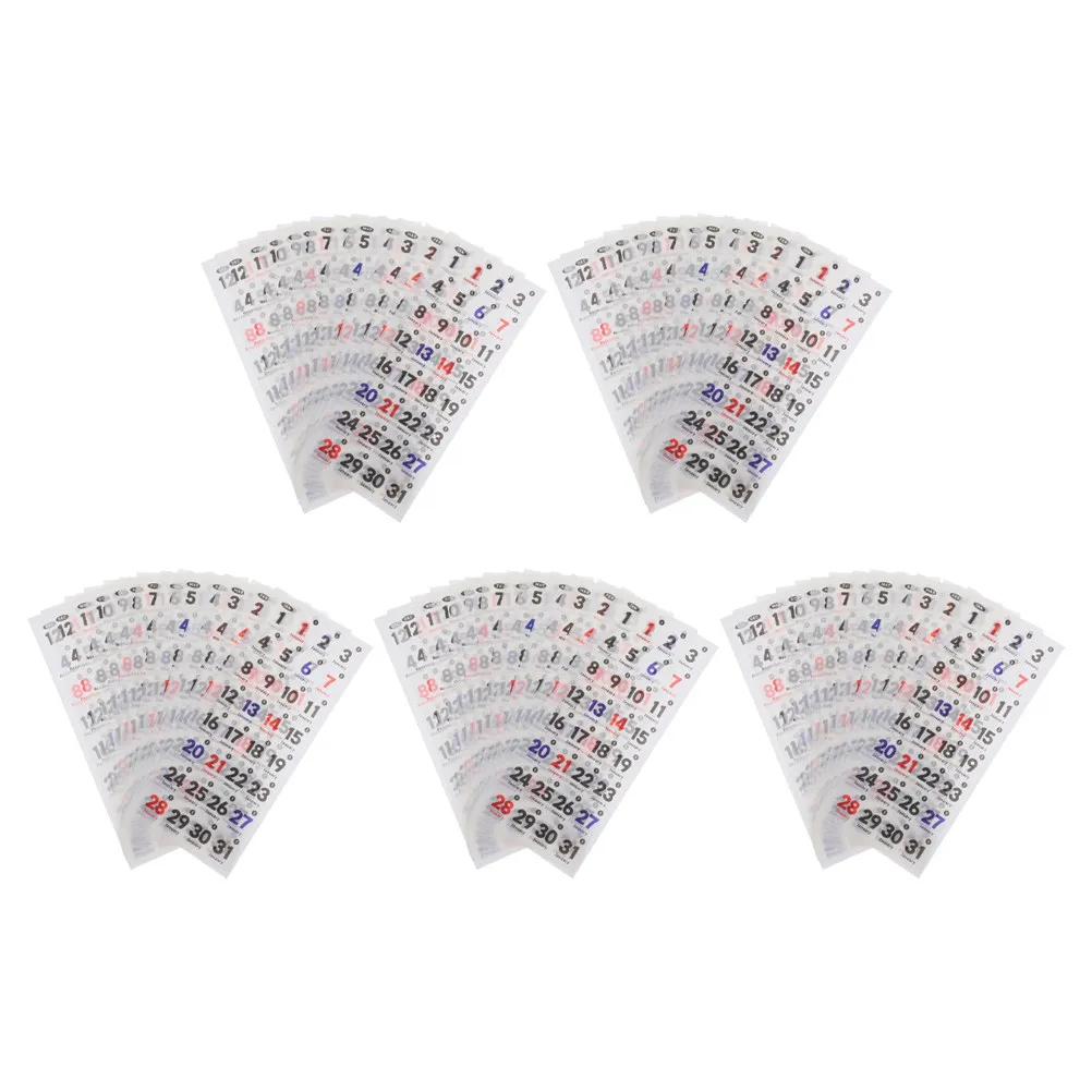 

5 комплектов наклеек из бумаги васи для планирования: даты, номера, съемные, для ежедневников, ежемесячных календарей, блокнотов, школы и офиса