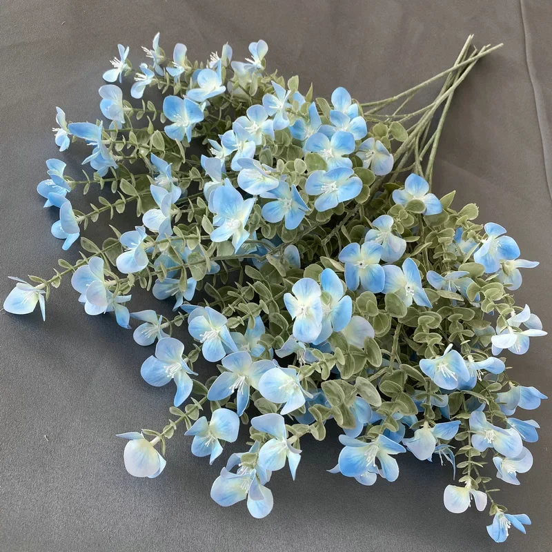 

5Pcs 3D Printing Artificial Fragrant Snow Orchid Eucalyptus Bouquet table decoration for Wedding Home Party Flower Arrangement