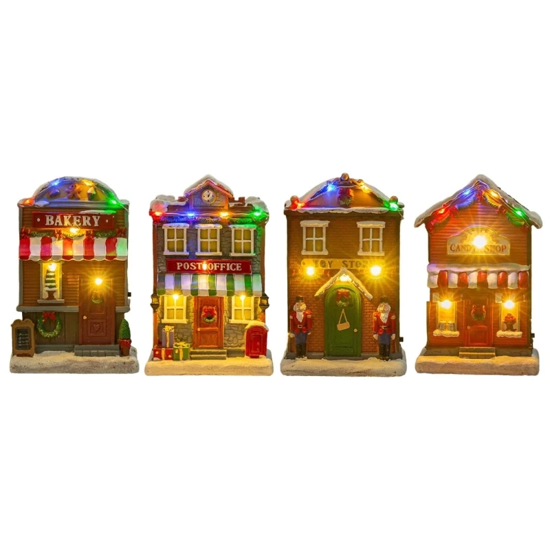 Holiday Seasonal Resins Home Figurine with Glowing Light and Carols