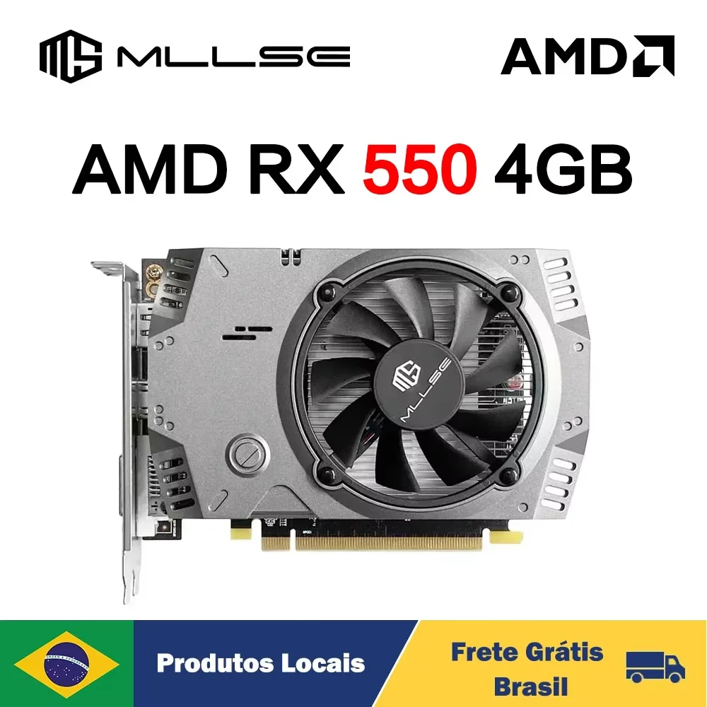 MLLSE AMD Radeon RX 550 4GB Placa De Video Graphics Card GDDR5 128bit PCI-E X16 HDMI DP DVI rx 550 4gb Desktop Gaming Video Card