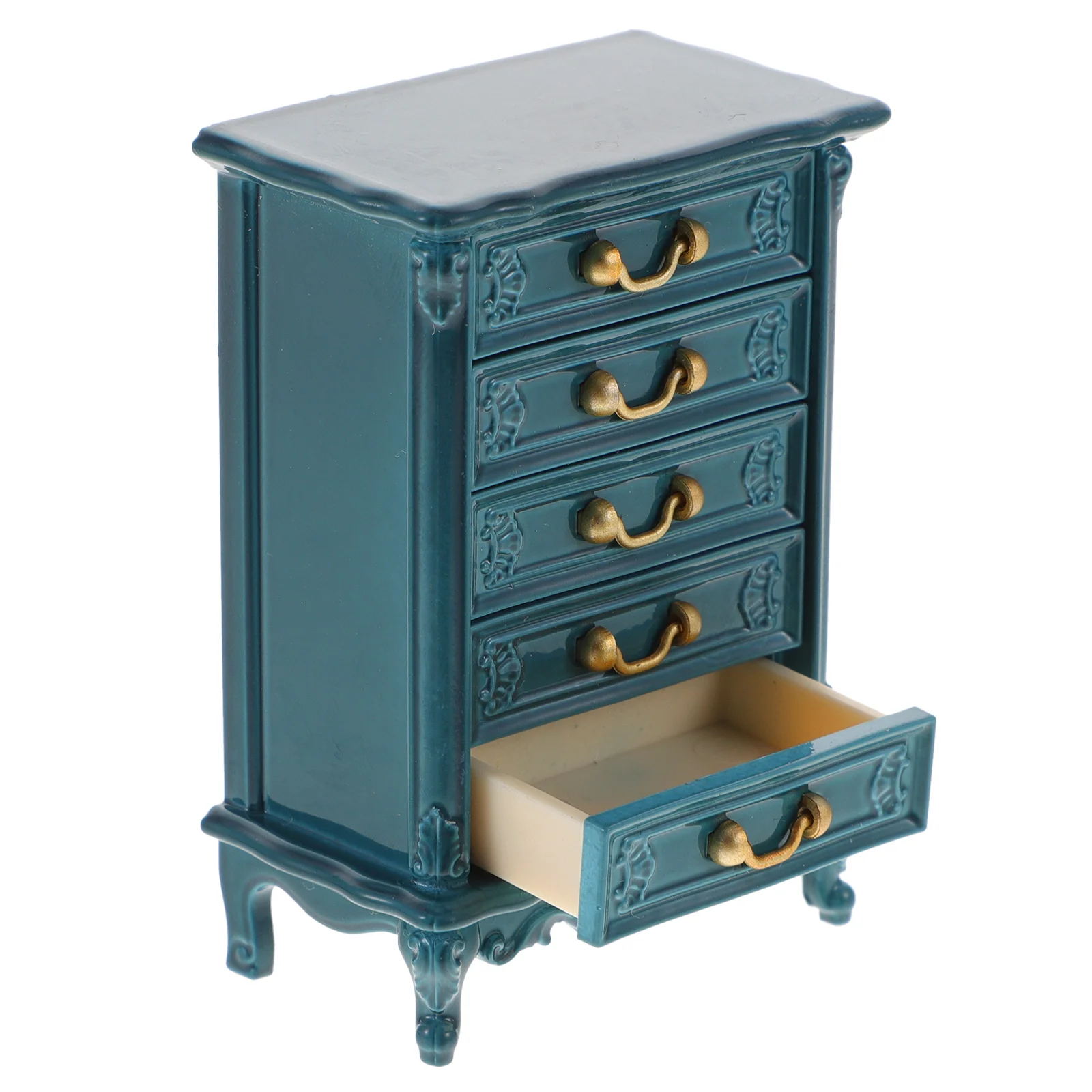 

House Mini Chest of Drawers Child Kids Dresser Small Vanity Desk Bookshelf Wooden Dollhouse Model Display Cabinet