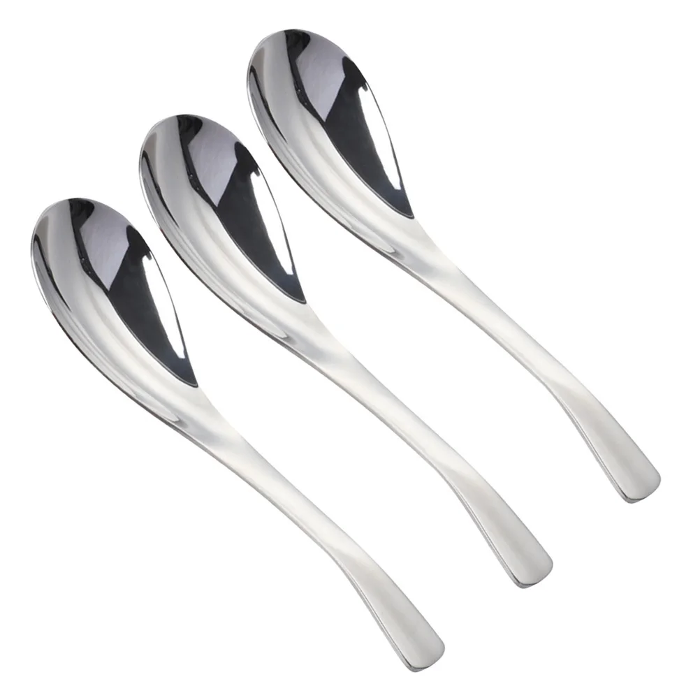 3Pcs Stainless Steel Spoons Set Includes Soup Rice Meal Spoons for Home Office School Travel Corrosion Resistant Cutlery