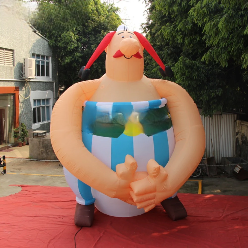 Character Sitting  Giant Customized Inflatable Asterix Obelix Big Nose Cartoon Image for Decoration