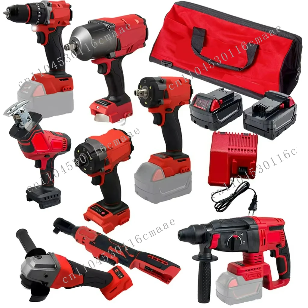 Conjunto de ferramentas sem fio DC18V 11 em 1, adequado para conjunto de ferramentas elétricas, chave de fenda, chave de impacto, furadeira elétrica.