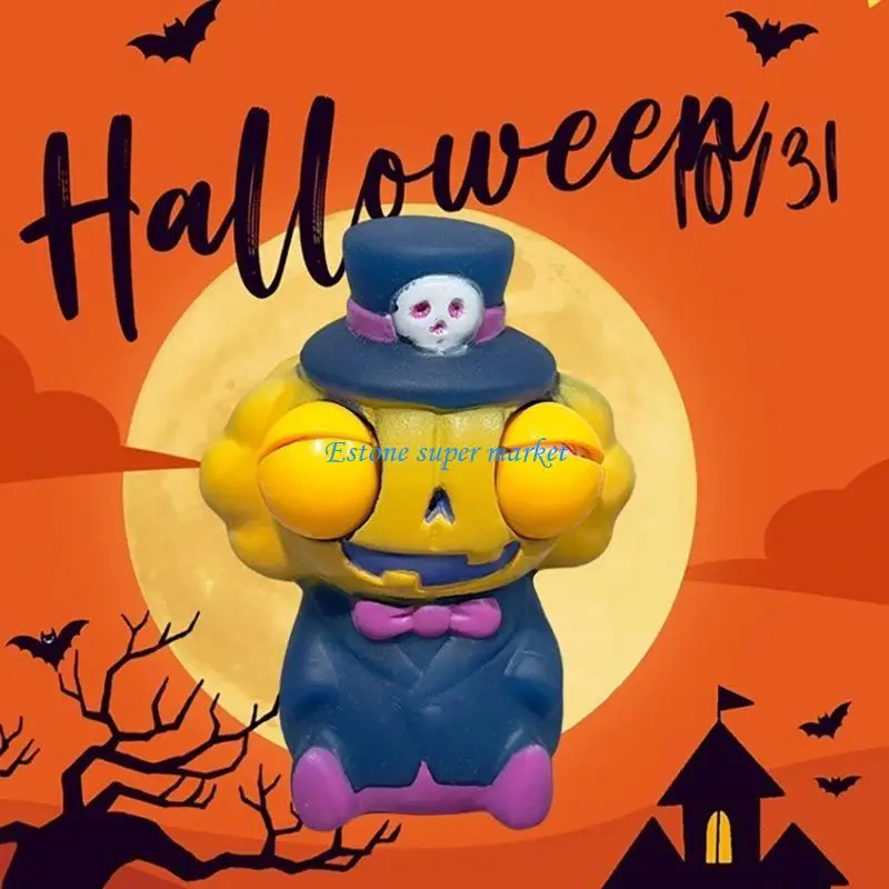 090B Creative Squeeze Toy Stress Toy Simulation Cartoon Halloween Theme Squeeze Funny Photo Props Skeleton for Student