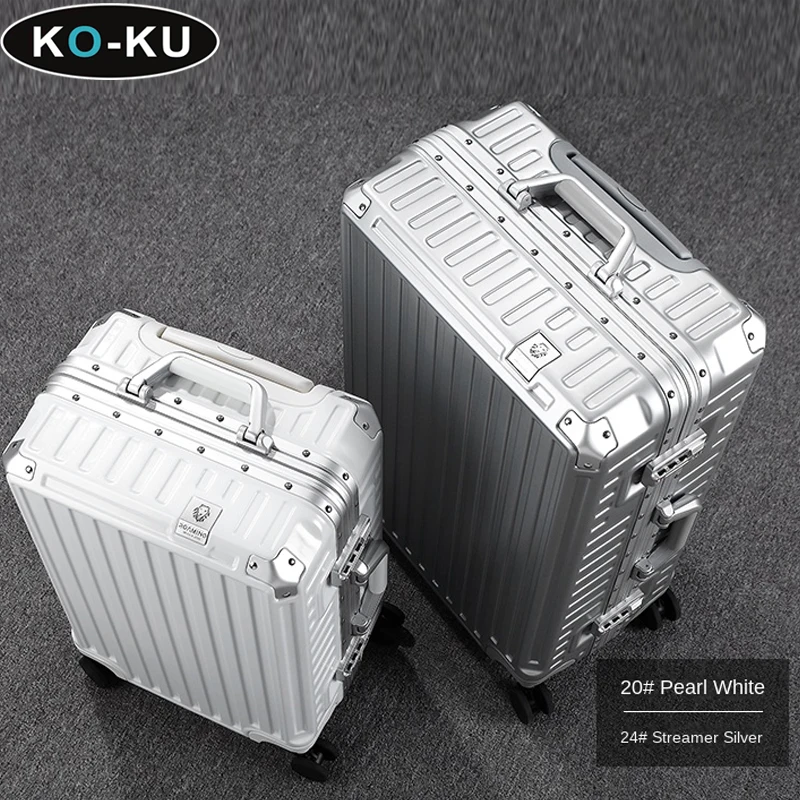 KO-KU New Luggage Ins Internet Famous Aluminum Frame Silent Universal Wheels 24/26/28 Travel Suitcase 20 Inch Boarding Case