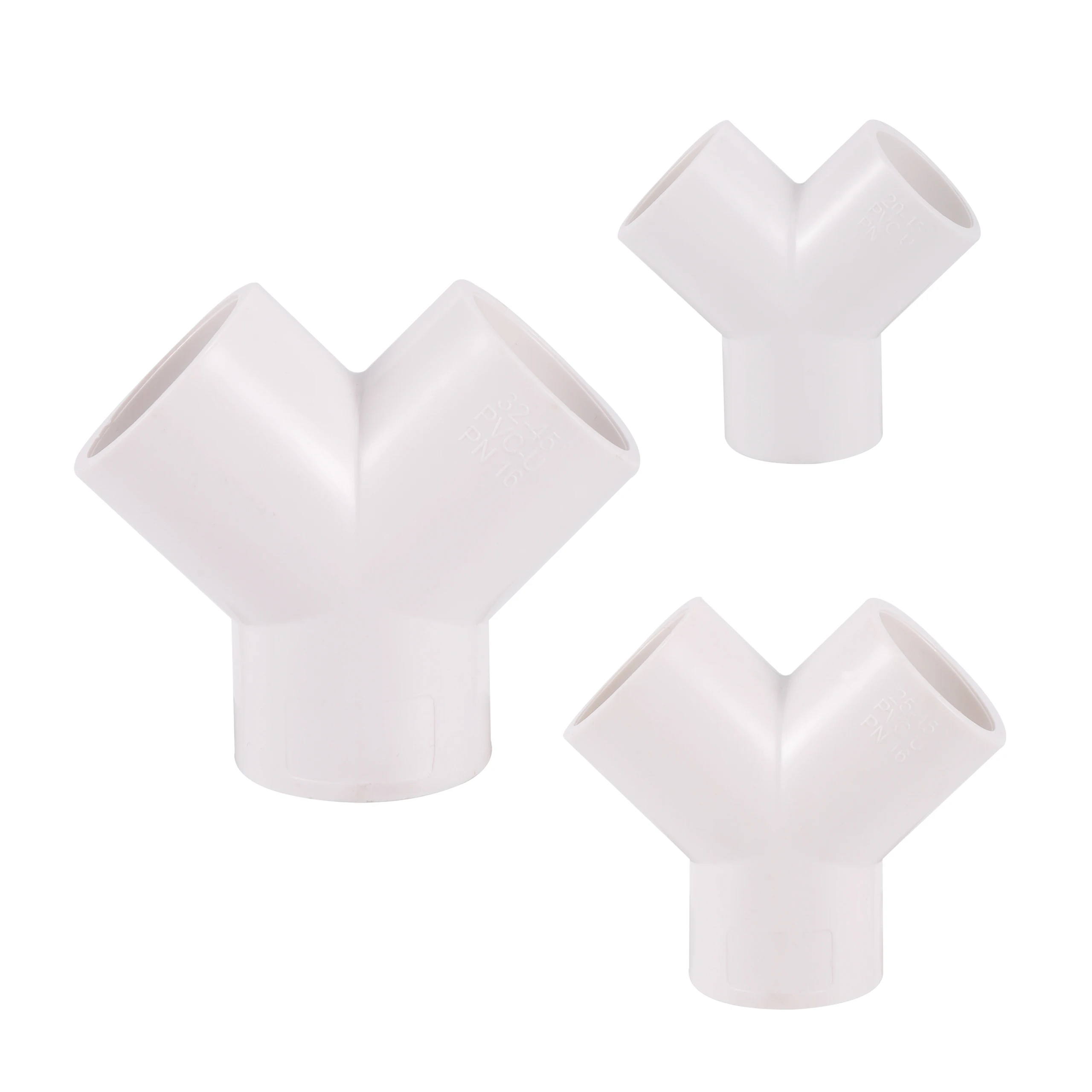 PVC 물 공급 튜브 조인트, Y 경사 3 방향 포크 플라스틱 수족관 파이프 피팅 어댑터, 흰색 티 커넥터, 20-32mm