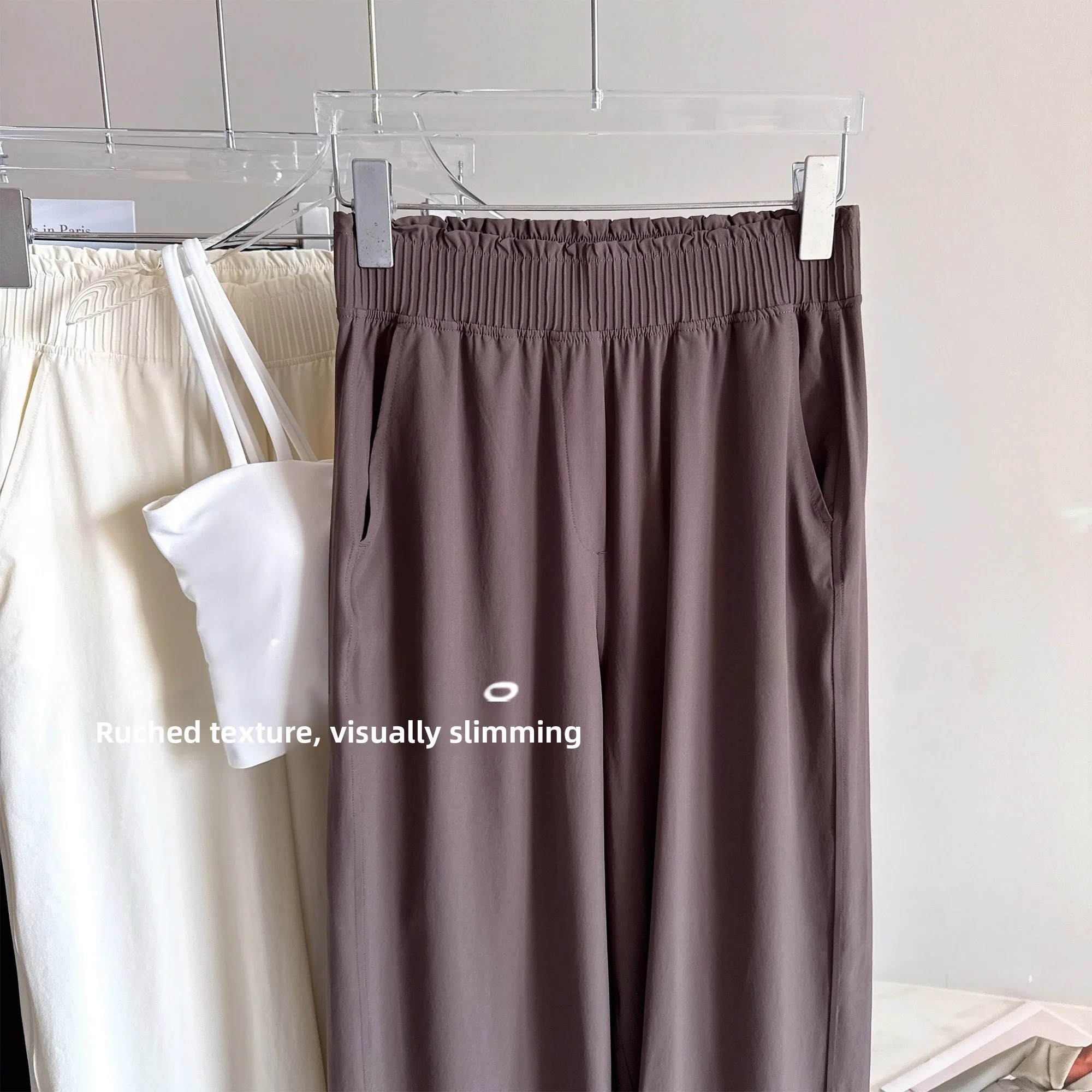 

Женские брюки с высокой талией, широкими штанинами и драпировкой, универсальные, повседневные, для йоги и пилатеса, прямого кроя, для фитнеса и спорта