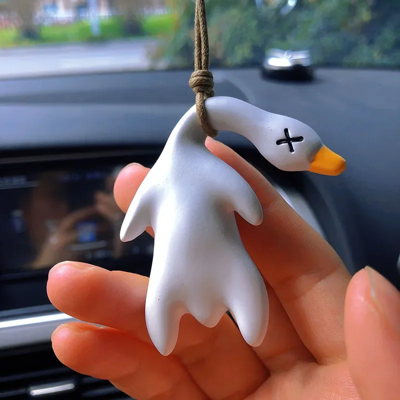 Car pendant car swing duck creative cute rearview mirror pendant car interior decoration small roast duck pendant