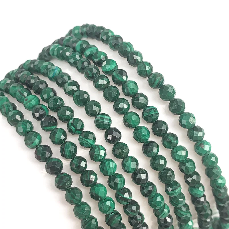 New Natural Small Particle Faceted Malachite Loose Round Beads 2/3/4MM For Jewelry Making DIY Bracelets Necklace Accessories