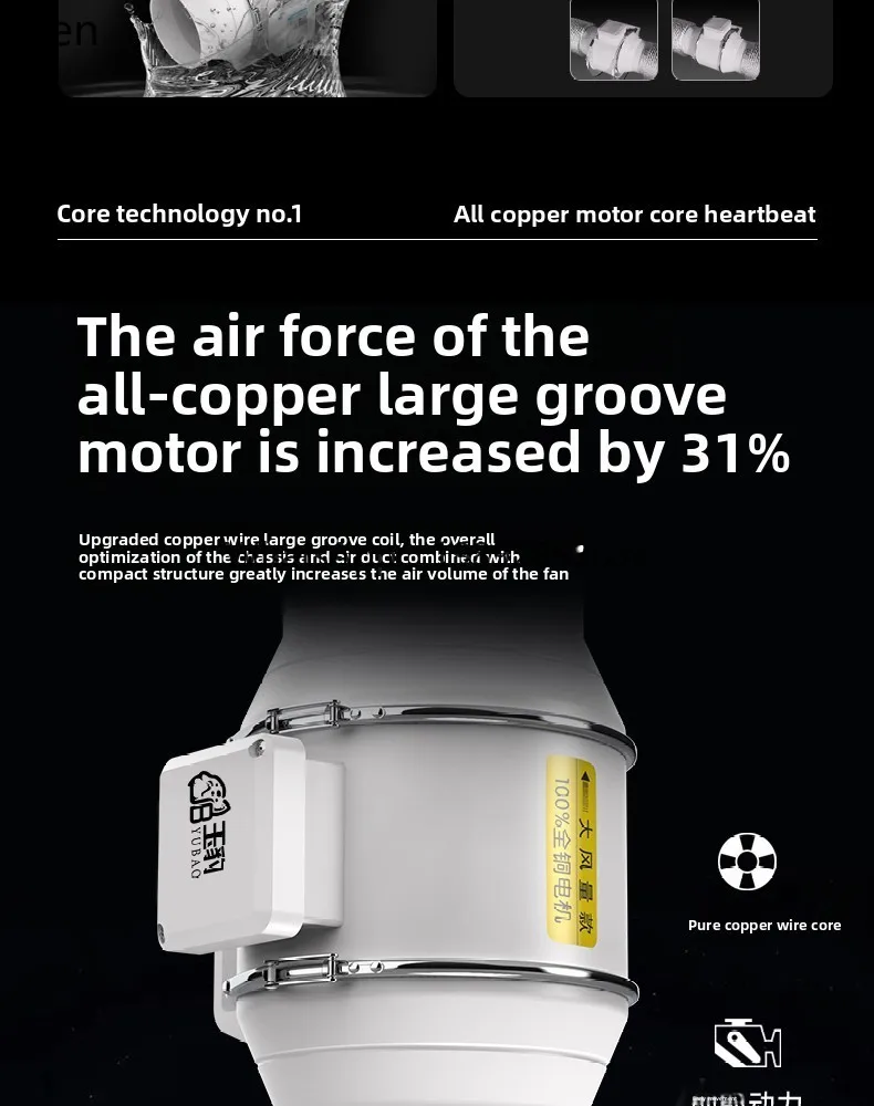 BB  Extraction Fan Large Suction Strong Silent High Power Small Kitchen Ventilation Exhaust Fan