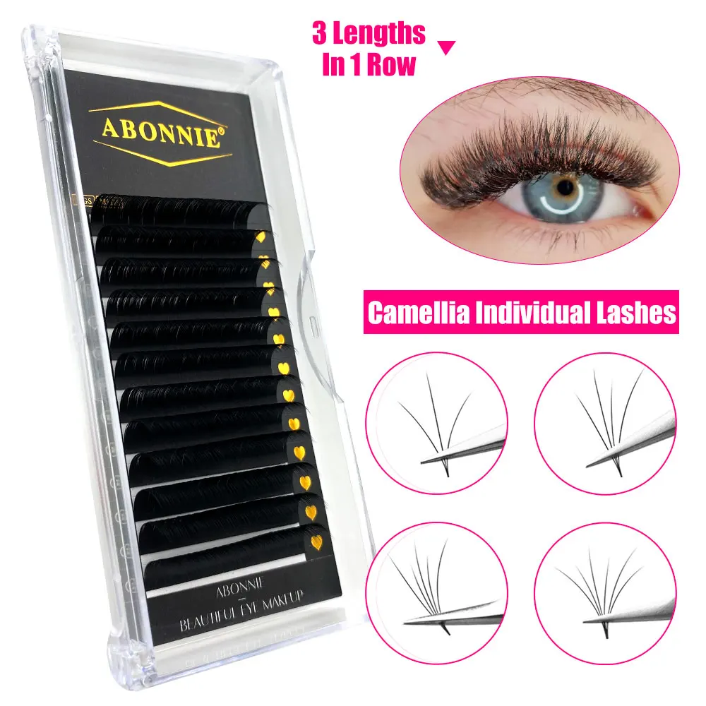 

ABONNIE Camellia Individual Eyelash Extensions Mix Length Premium Cashmere Matte Lashes Extensions