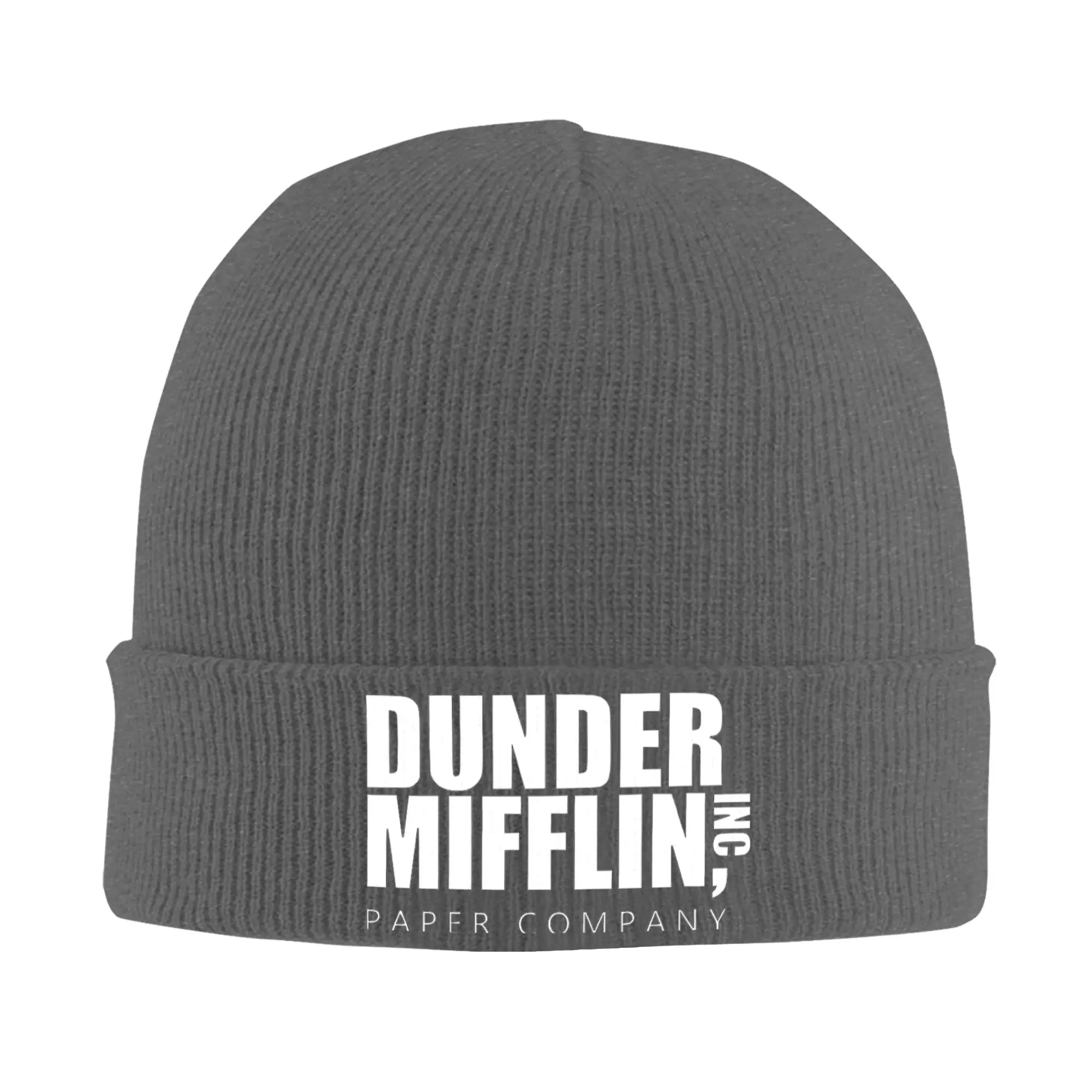 Dunder Mifflin Logo Knitted Hat Beanies Winter Hats Warm Unisex  Street The Office TV Show Cap Men Women Gift,
