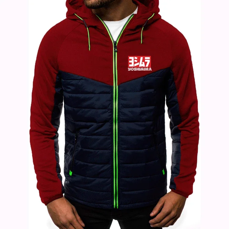 2024 Autumn Yoshimura Brand Printed Casual Style Jacket Mens Hoodie Popular Pure Cotton Put Together Zip Comfortable Down Jacket