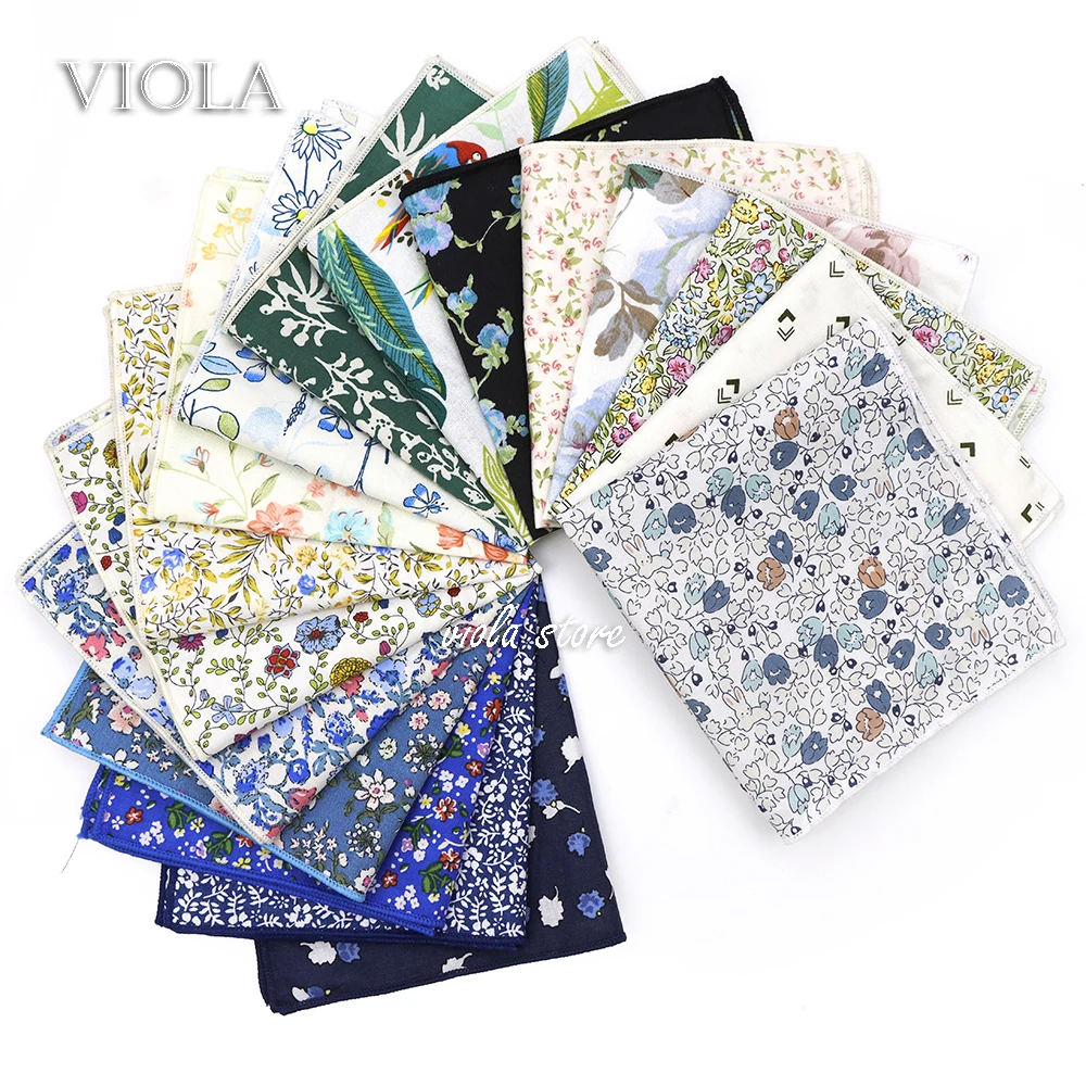 

Hot New Floral Handkerchief 100% Cotton Hankie 23cm Women Men Wedding Party Daily Suit Pocket Square Gift Tuxedo Tie Accessory