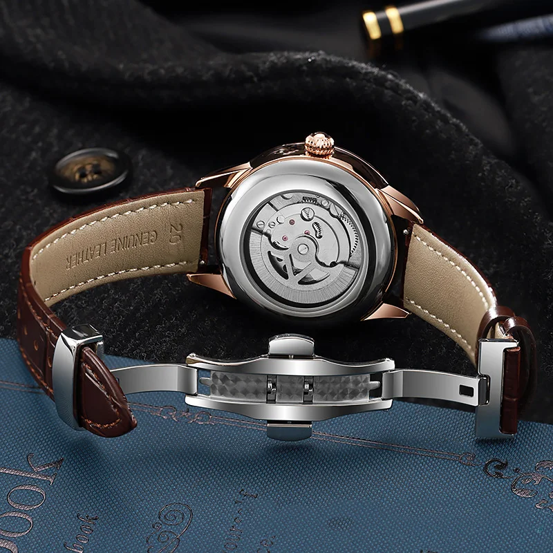 Men New Mechanical Wristwatch Tourbillon Automatic Man Luxury Fashion Watches Male Brand Casual Waterproof Sport Luminous Clock