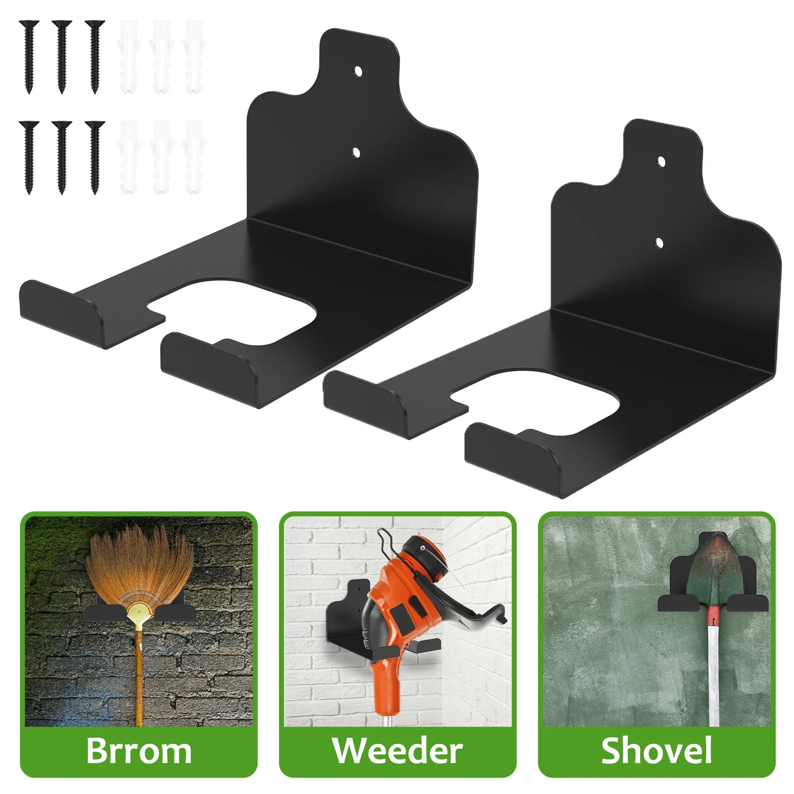 1/2Pcs Garage Tool Hanger Carbon Steel Weed Wacker Holder Wall Mounted Grass Trimmer Rack Rustproof Garage Organizer Weed Trimme