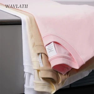 Wavlatii-T-Shirt von 100% Baumwolle, Monochrom, Rosa, Weiß, Casual, Sommer-T-Shirts, große Tops, neu, neu, WT2401 6 Hauptverkäufe Pink Shirt Oversize - №3
