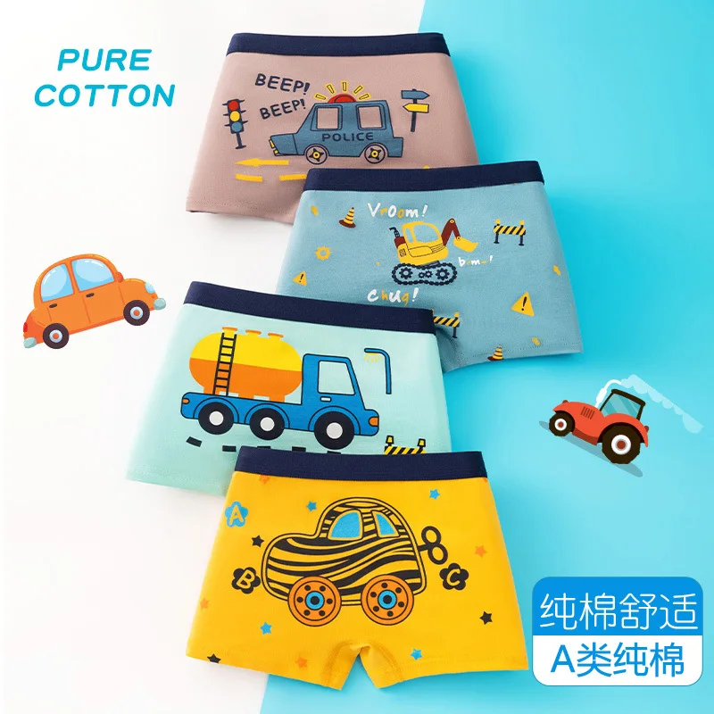 Boy Pure Cotton Boxers Kids Colorful Underwear Cute Design Baby Boy Underpants Size M-3XL For Weight 10-45kgs Boy