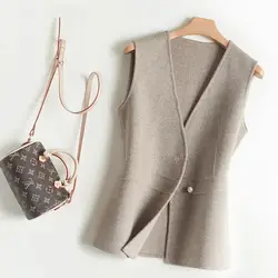 Autumn Winter New Fashion Elegant Woolen Solid Coat Casual Versatile Western Commuting Loose Comfortable Clothing Women Vests