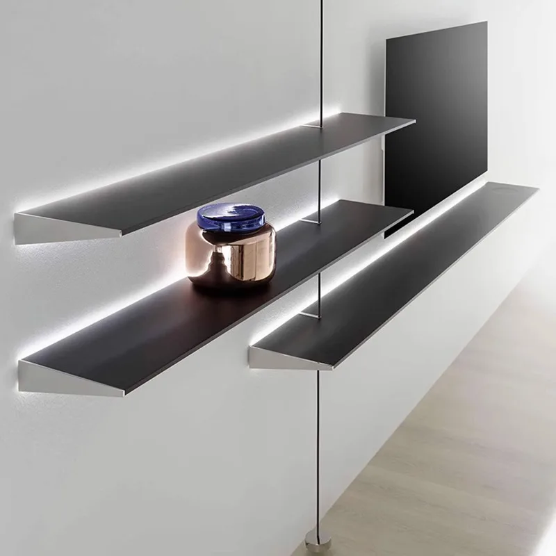 

Скандинавская треугольная полка из нержавеющей стали, перегородка, светящаяся настенная полка для гостиной, современная витрина, перегородка