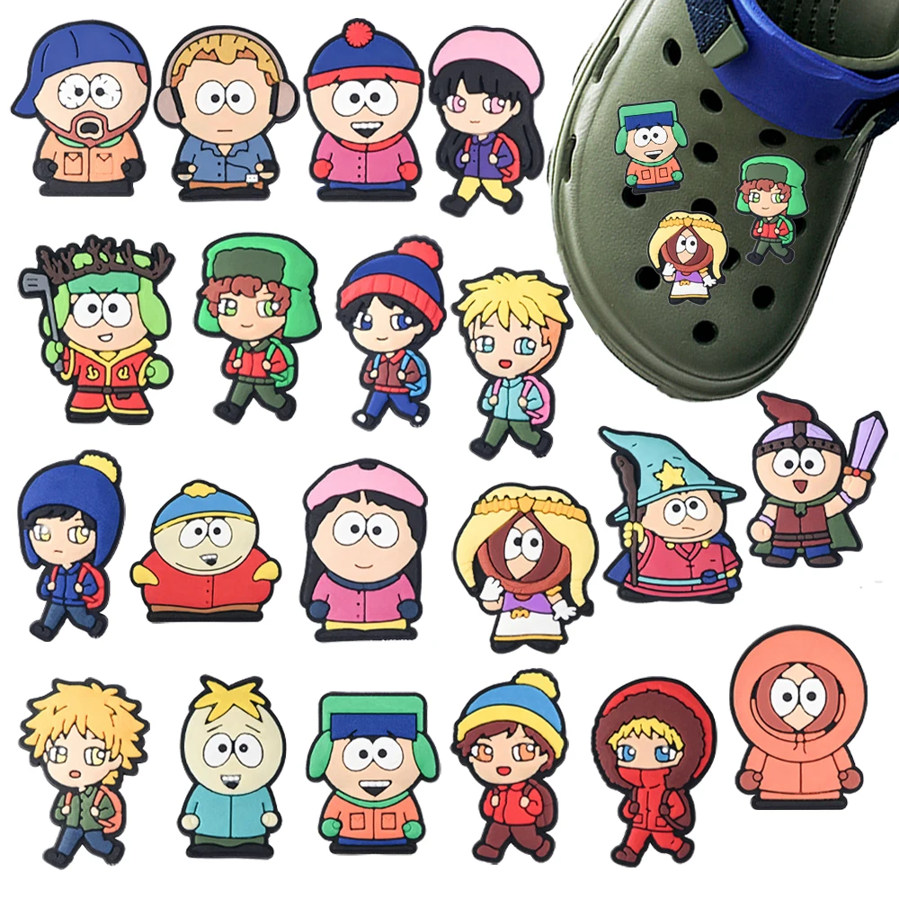 Neue 20-teilige Niedliche South Park Cartoon-Serie PVC Schuhzubehör für Jungen und Mädchen Abnehmbare Wasserdichte DIY Kreative Schuhdekorationen