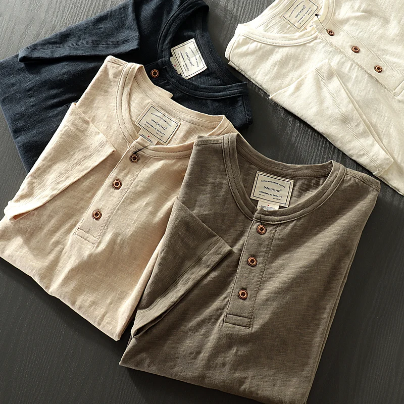 

Легкая мужская футболка из бамбукового вискозы с воротником Генри, летняя впитывающая пот дышащая футболка ort Sve Faion Urban Sle