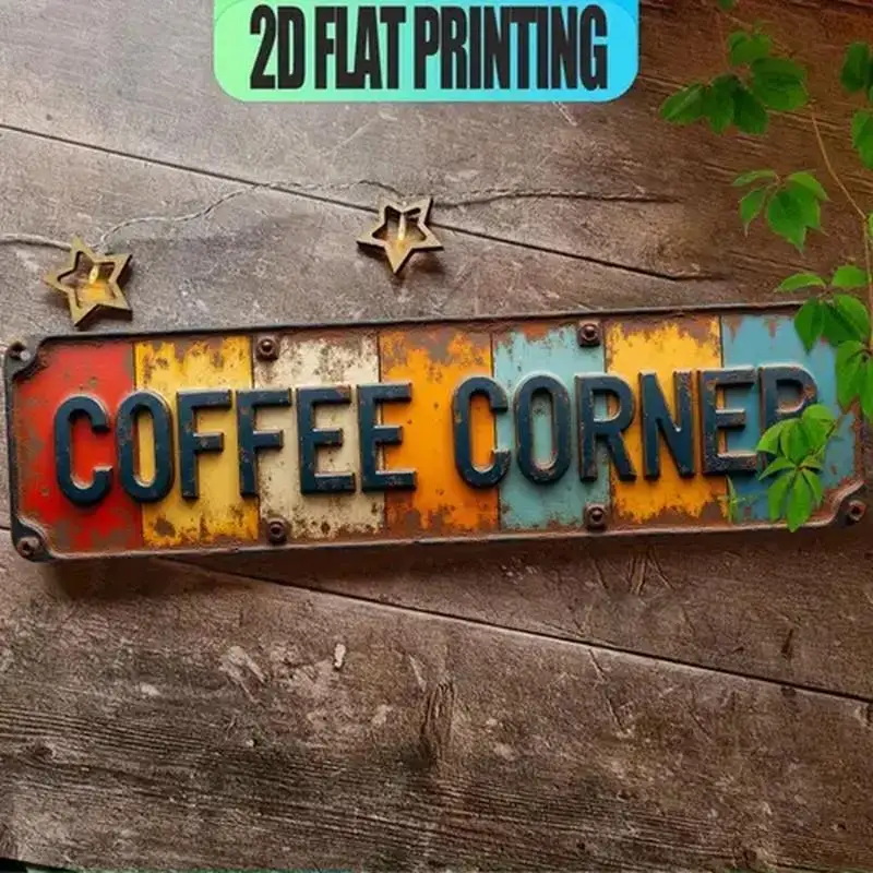 Vintage Coffee Corner Metal Sign,4x16