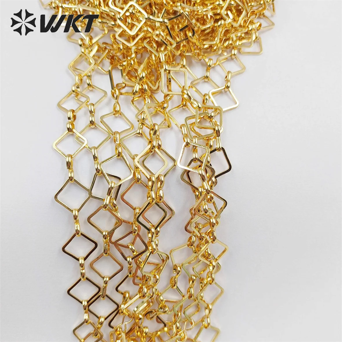 WT-BC191 New 18k Real Gold Plated Resist Tarnishable Brass Chain Square Handmade Jewelry In 8mm By 5 Meters Accessories