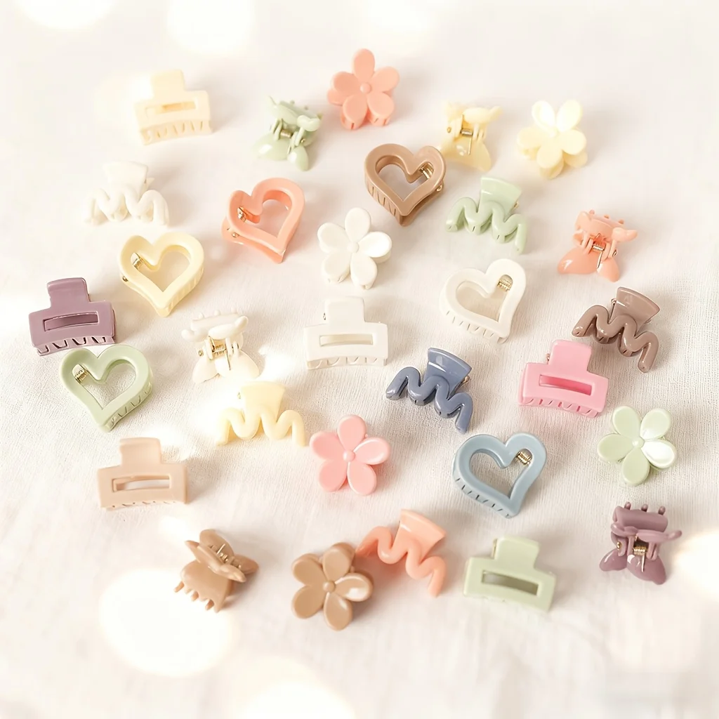 

100 шт. разноцветных маленьких заколок для волос в ассортименте, с минималистичным и милым дизайном. Прочные и нескользящие, подходят для любого времени года