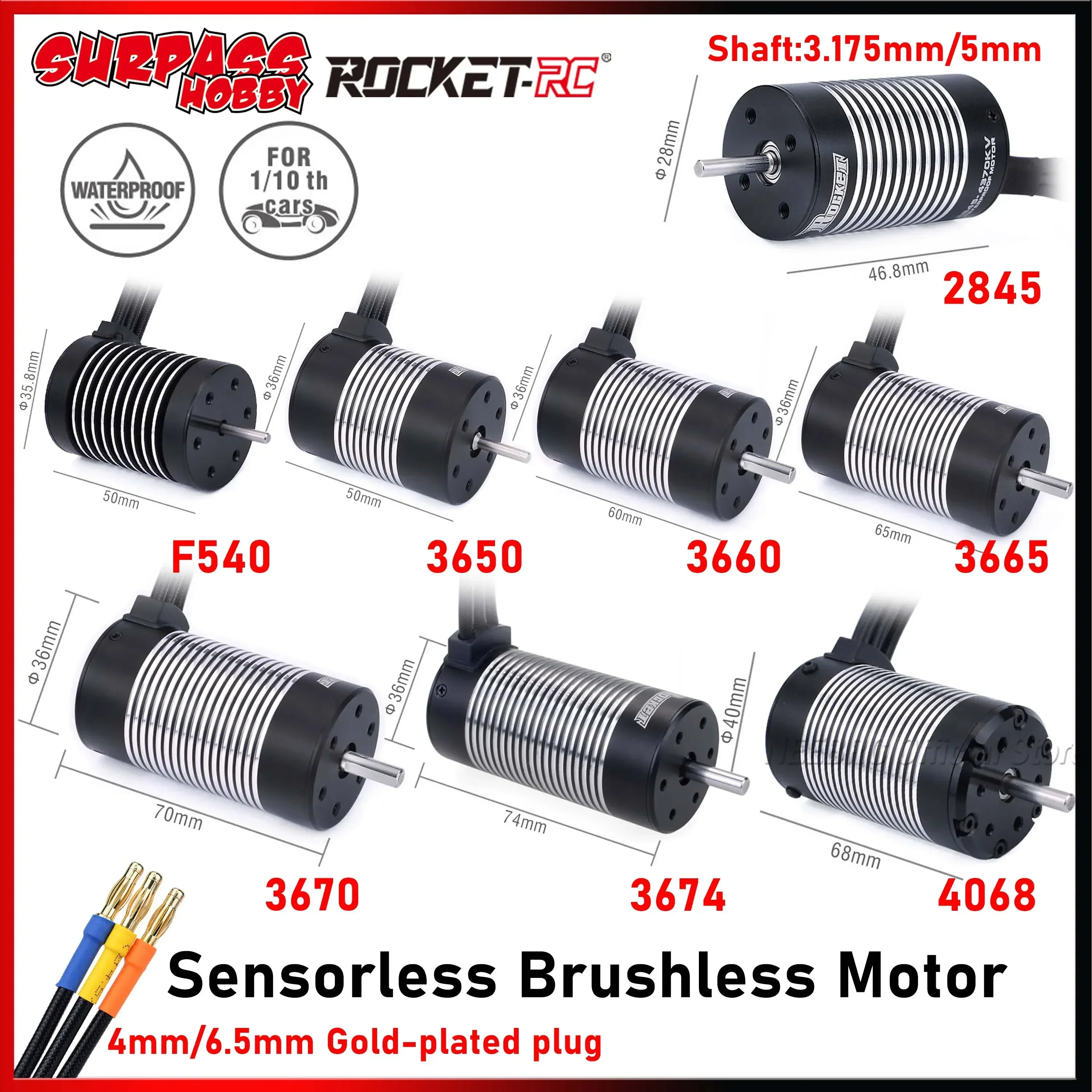 

Rocket F540 2845 3650 3660 3665 3670 3674 4068 Waterproof Sensorless Brushless Motor for 1/10 1/12 RC Car WLtoy 12428 10428 WPL