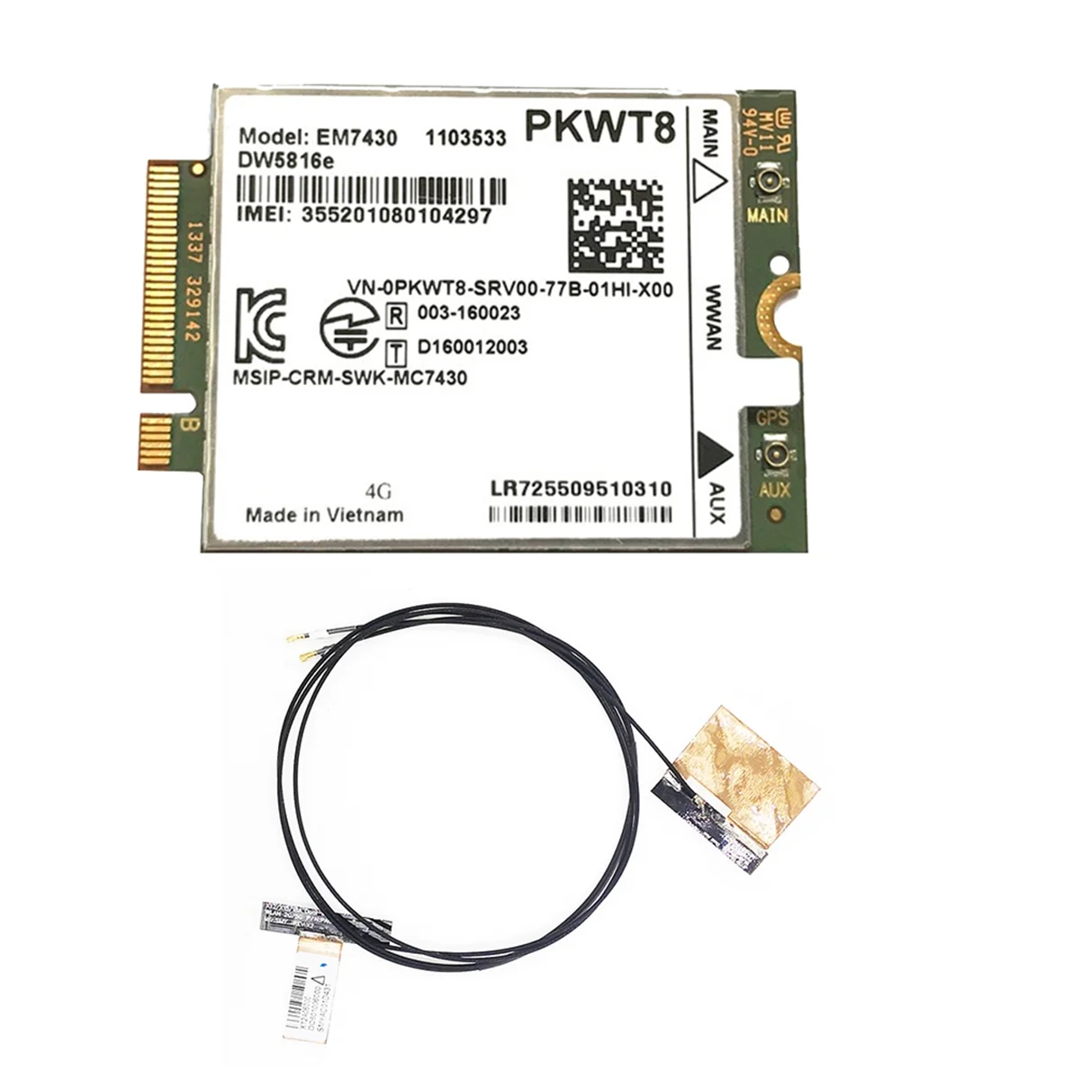 

EM7430 DW5816E 4G LTE Module+2XAntenna GOBI6000 for Dell Latitude 7280 7285 7290 7389 7390 7480 7490 E7470 Cat6 DW5811E