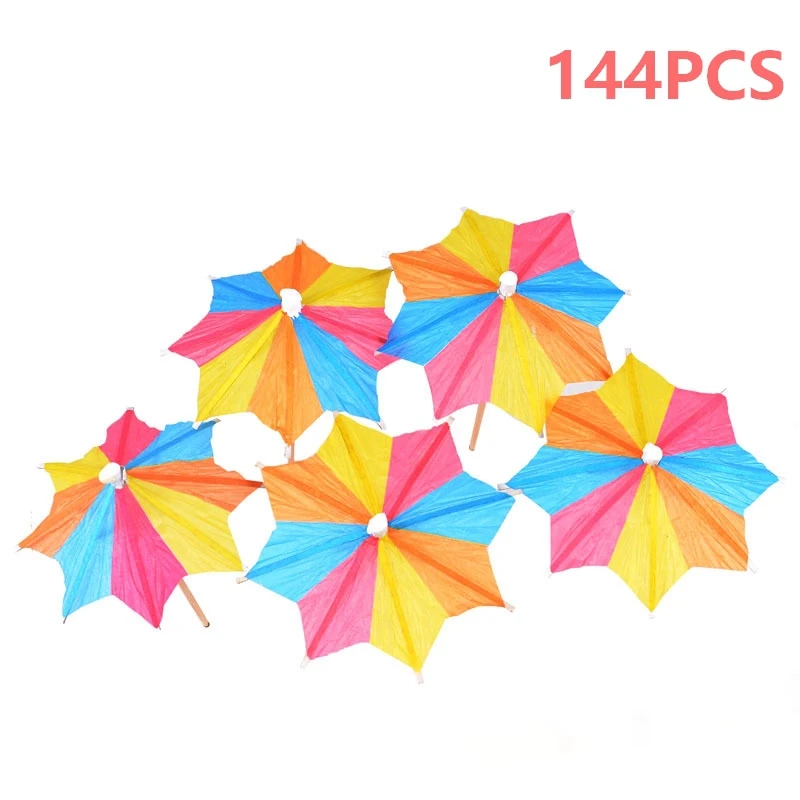 A66I2 144 قطعة شرب مظلة مزيج اللون كوكتيل ورق تزيين مظلة كوكتيل تسجيل حفلة عيد ميلاد المتاح