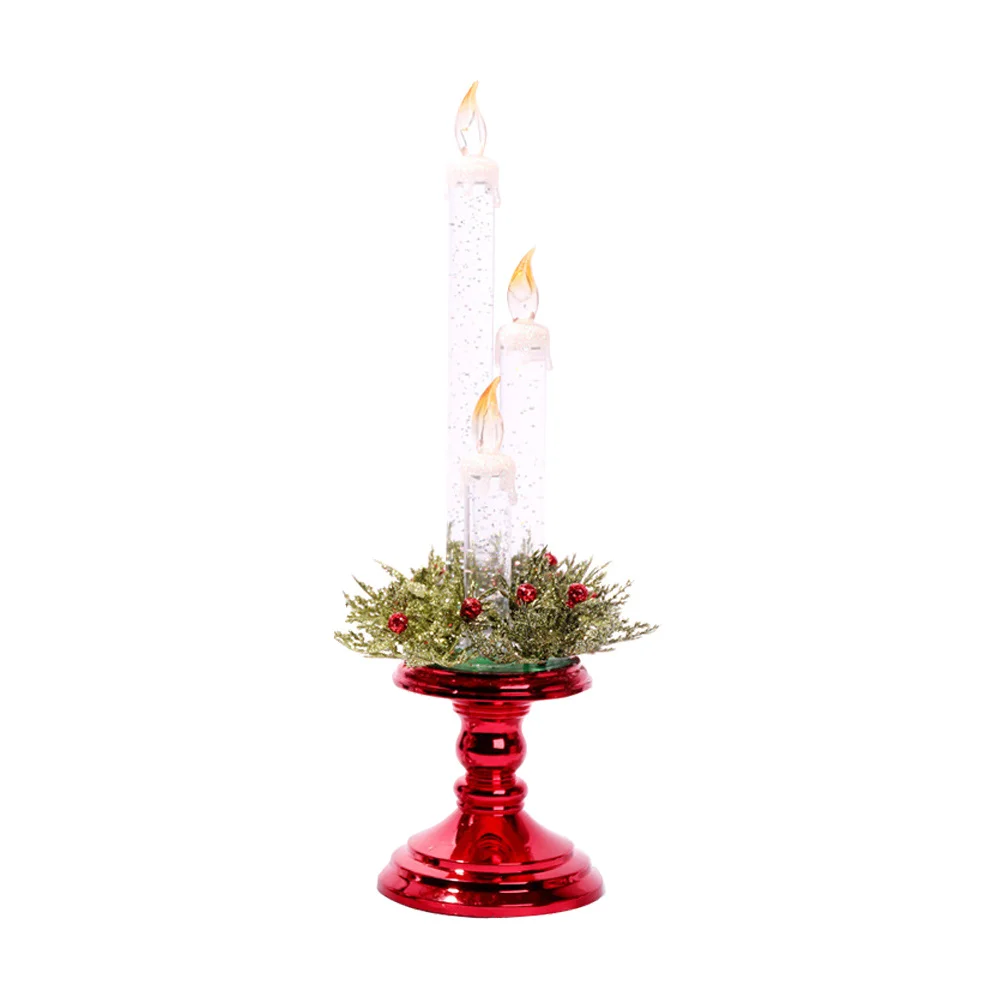 

Led Electronic Lights Red 3 Candles Christmas Holder For Home Hotel Shop Decor Flameless Xmas Party Lamp