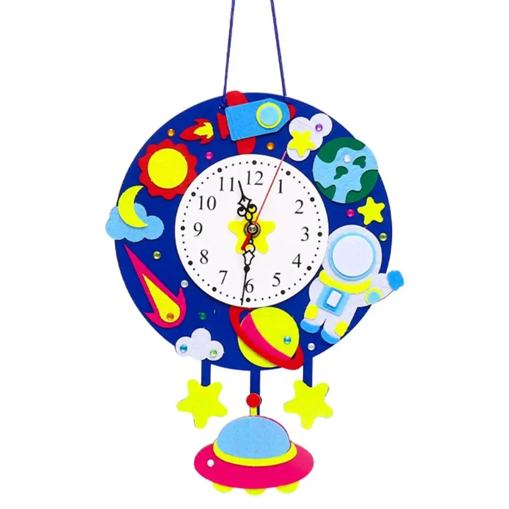 Nonwoven Fabric Cognition Clocks Toys Cartoon Clock DIY Puzzle DIY Clock Toys Hour Minute Second Time Teaching Aid Baby DIY Toys