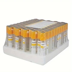 100 Pieces PET 3ML/5ML Laboratory Centrifuge Tube Yellow Hat Vacuum Collection Tube Gel and Clot Activator Tube 12 X 75mm