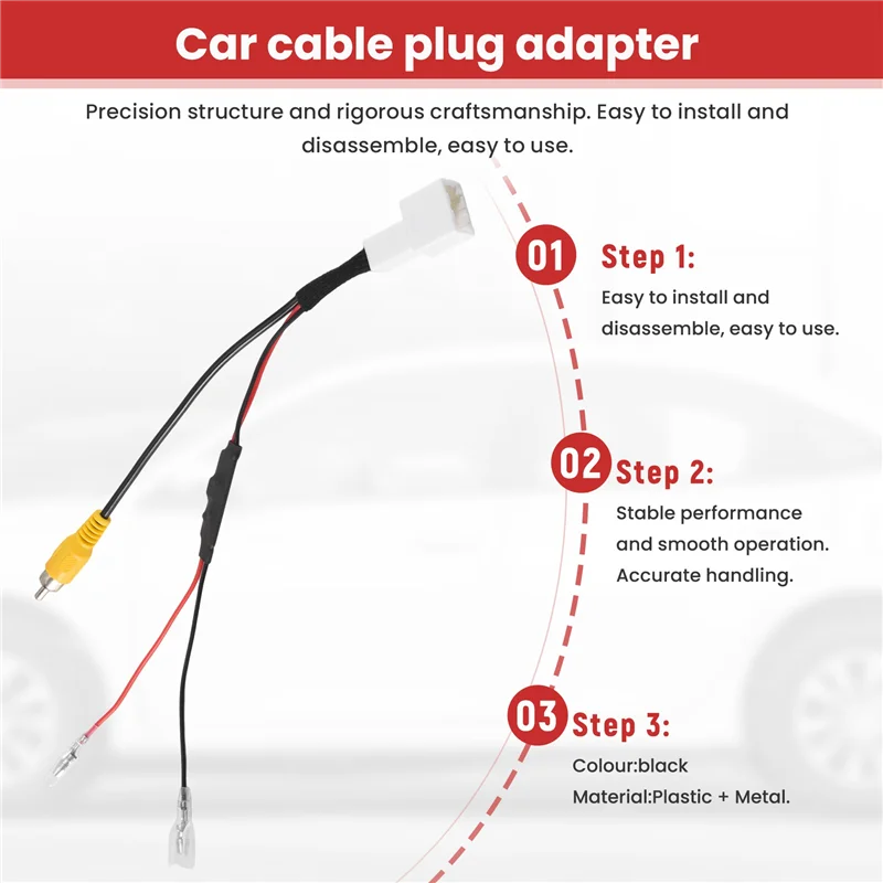 Toyota-N31R에 맞는 4 핀 자동차 역방향 카메라 고정 배선 하네스 케이블 플러그 어댑터 커넥터
