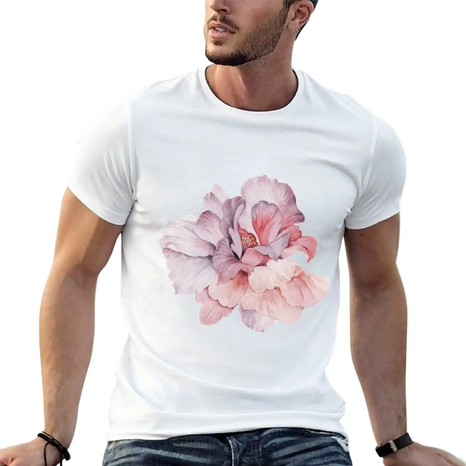 Peony T-Shirt summer clothes Blouse plus size tops mens graphic t-shirts funny