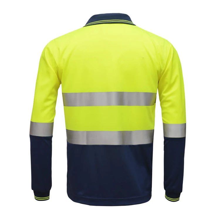 Hi Viz polo de trabajo de seguridad, camisa reflectante de alta visibilidad, manga larga, ropa de trabajo